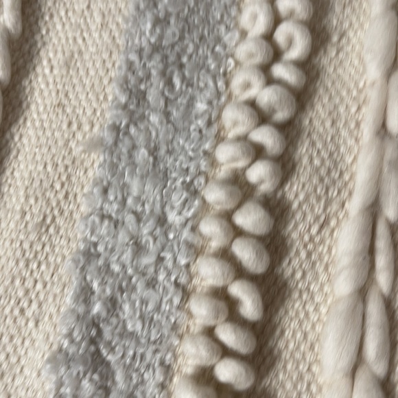 Earthbound Trading Company Knit Woven Wool Blend Wall Hanging 25” Cream Gray - Picture 2 of 4